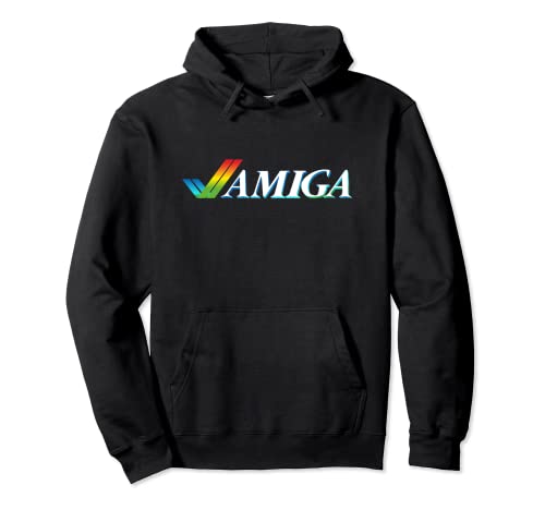 Amiga Tick Retro-Computer, Regenbogen-Stil, Weiß Pullover Hoodie