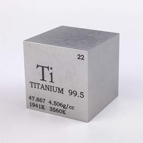 Würfel aus 99,5 % Titan, 25,4 mm, 73 g, Gravur mit Informationen aus dem Periodensystem der Elemente (englischsprachig)