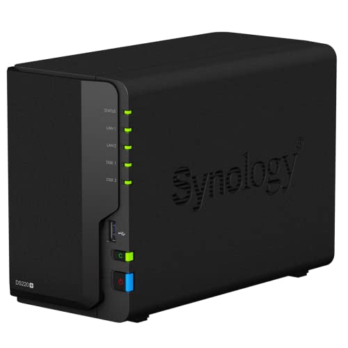 Synology DS220+ 12TB 2 Bay Desktop NAS System, installiert mit 2 x 6TB Western Digital Red Festplatten