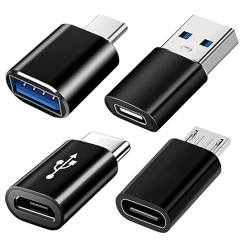 USB C Adapter 4 Stück, USB C zu USB 3.0 OTG Adapter, Micro USB auf USB C Adapter Buchse zu Stecker Kompatibel mit MacBook Pro, Samsung Galaxy,Handy PC