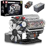 Mould King 10088 MOC Technik （V8） Achtzylinder-Motor Reihenbenzinmotor-Blockbausatz Technologie Klemmbausteine Bausatz Enthält Motor und Batteriekasten V8-Motor (535 PCS+)