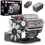 Mould King 10088 MOC Technik （V8） Achtzylinder-Motor Reihenbenzinmotor-Blockbausatz Technologie Klemmbausteine Bausatz Enthält Motor und Batteriekasten V8-Motor (535 PCS+)