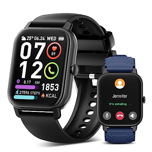 Smartwatch Herren mit Telefonfunktion, 1.85' Touchscreen Smart Watch, 112 Sportmodi Fitnessuhr Herren Damen mit Pulsmesser, Schlafmonitor, Schrittzähler, IP68 Wasserdicht Armbanduhr für Android iOS