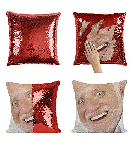 Harold Hide The Pain Behind Smile_MA0819 Sequins 16x16 Pillow Cover with 18x18 inch Insert Girly Stuff Boys Xmas Present (Cover + Insert)