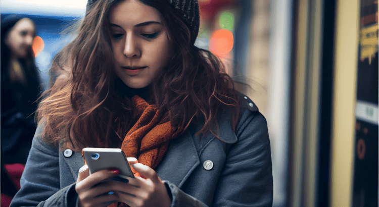 Eine junge Frau nutzt ihr Smartphone