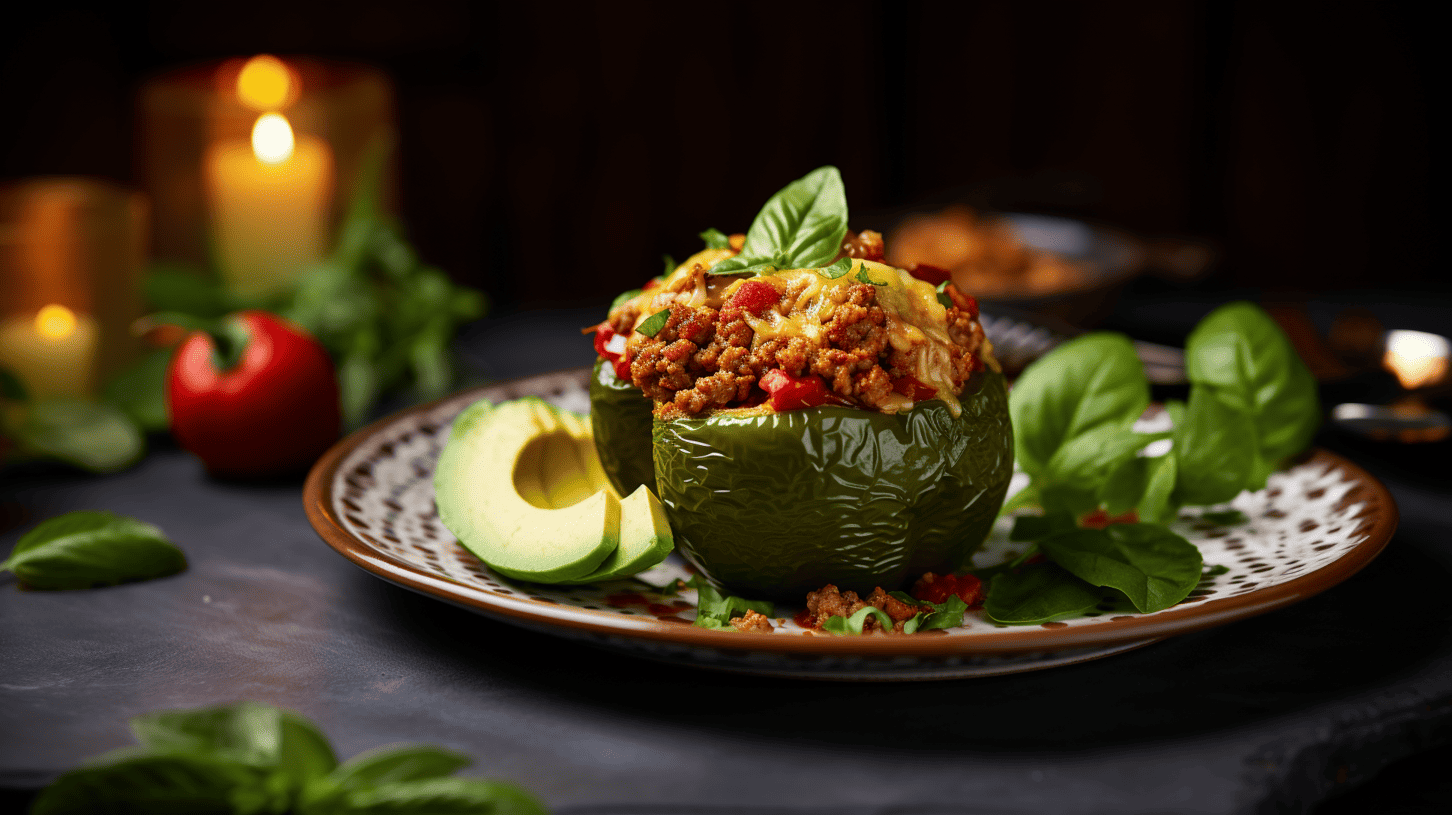 Feurige Genüsse: Gefüllte Paprika mit Chili-Avocado-Hackfleisch-Mischung